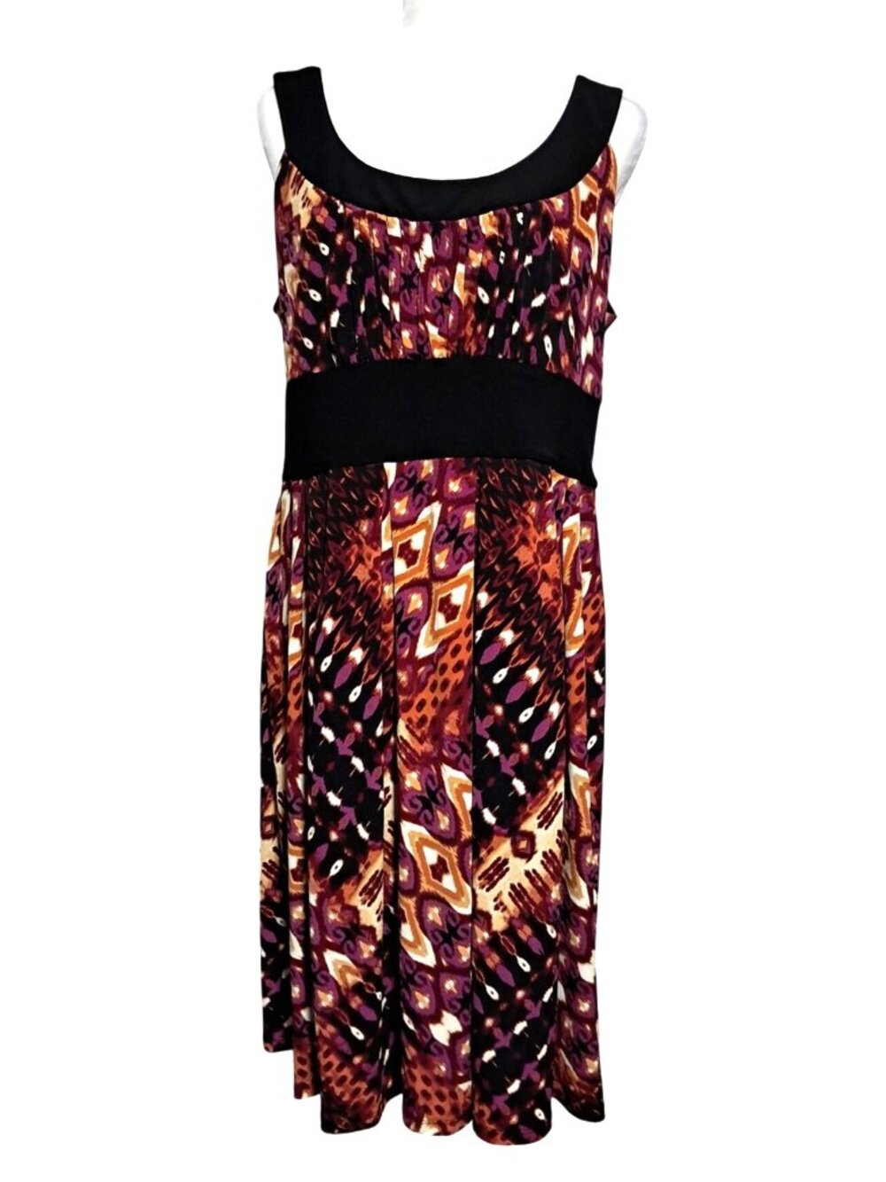 Sleeveless Empire Dress Multicolor Abstract Pattern Womens XL by Tiana B Polyest